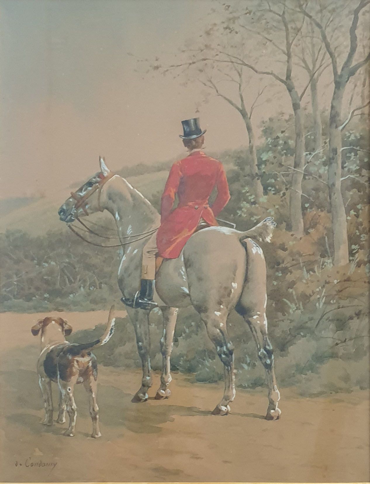 Null Charles Fernand de CONDAMY (1855-1913), 
Cavaliere a cavallo e il suo cane.&hellip;