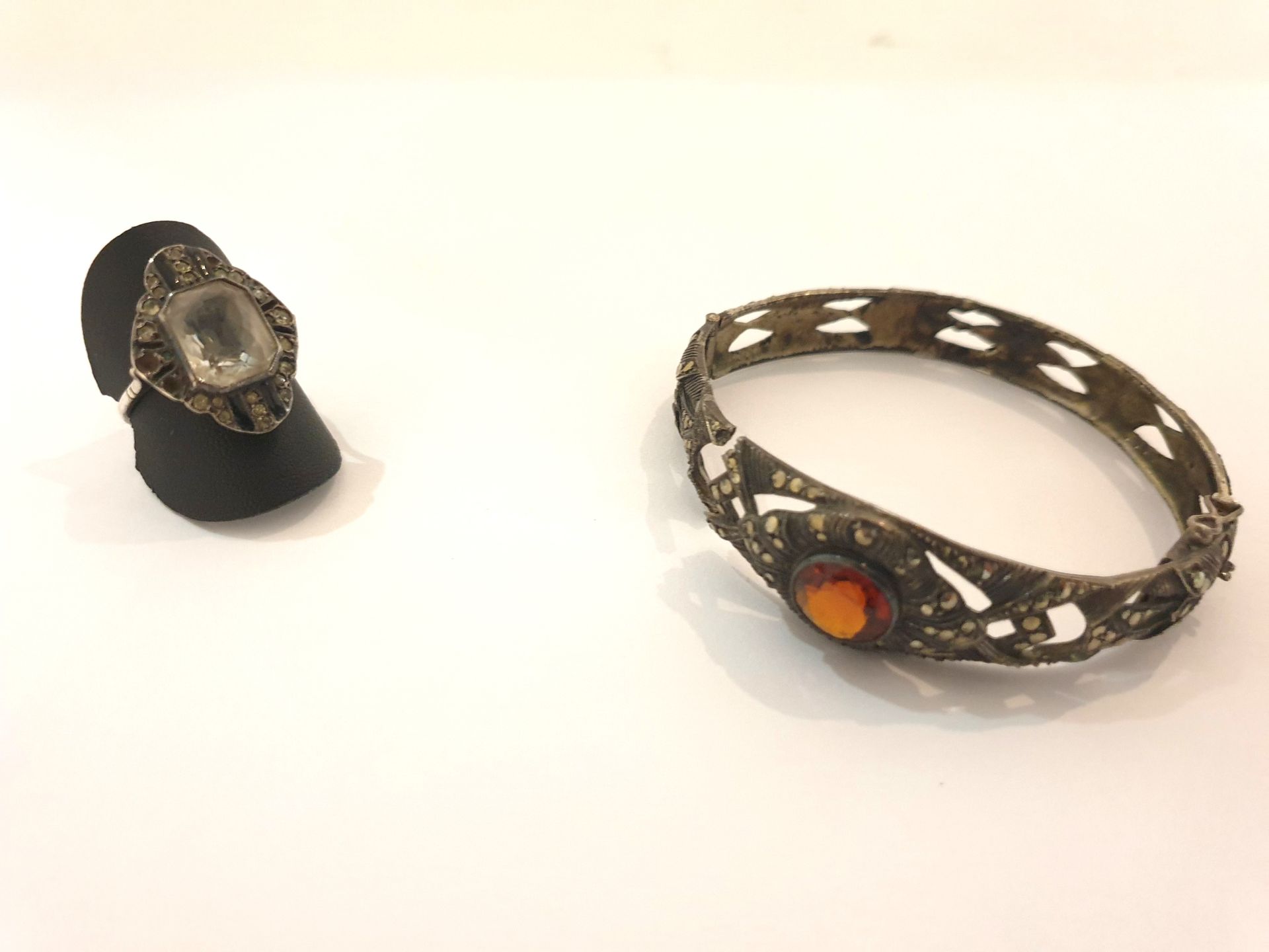 Null Bracelet articulé en argent 925 à décor ajouré géométrisé pavé de marcassit&hellip;