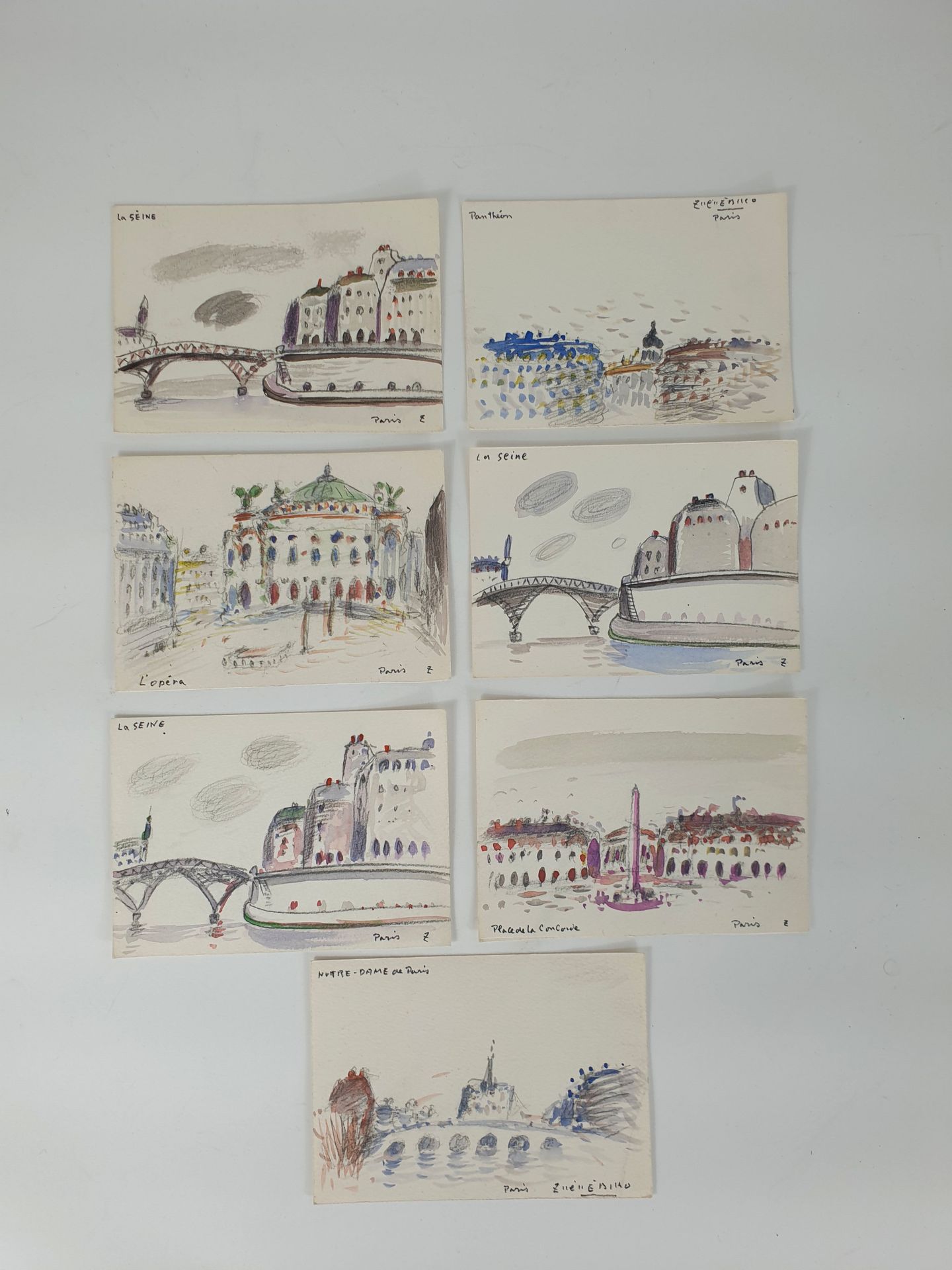 Null Zenetsu EBIKO (1932-1993): serie di sette studi su carta ad acquerello e gr&hellip;