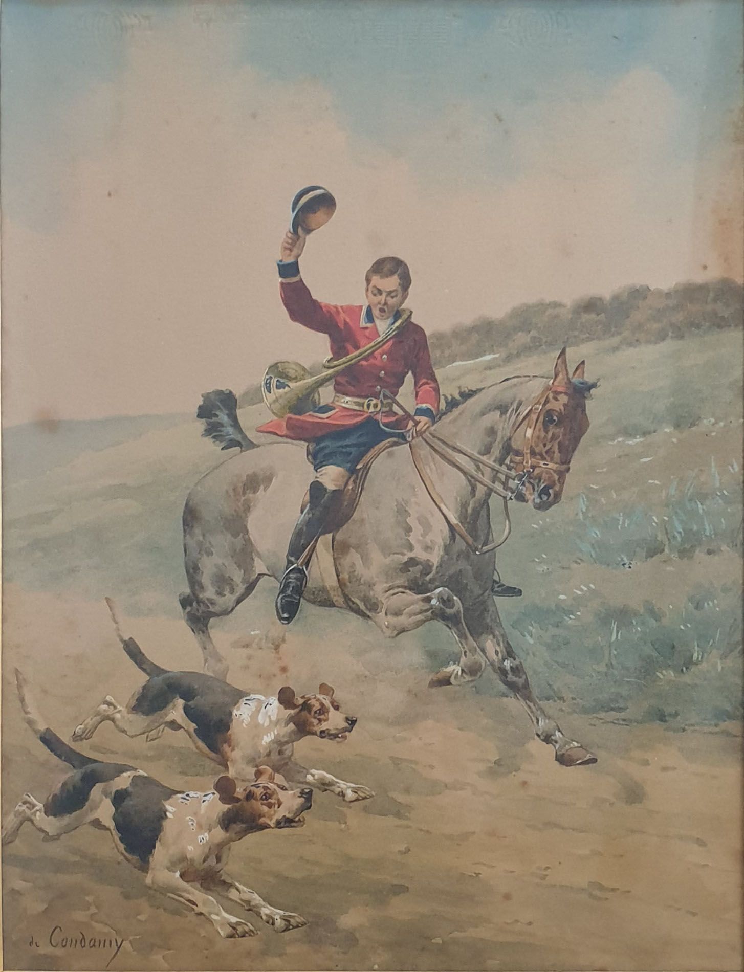 Null Charles Fernand de CONDAMY (1855-1913), 
Picconiere e due cani
Acquerello s&hellip;