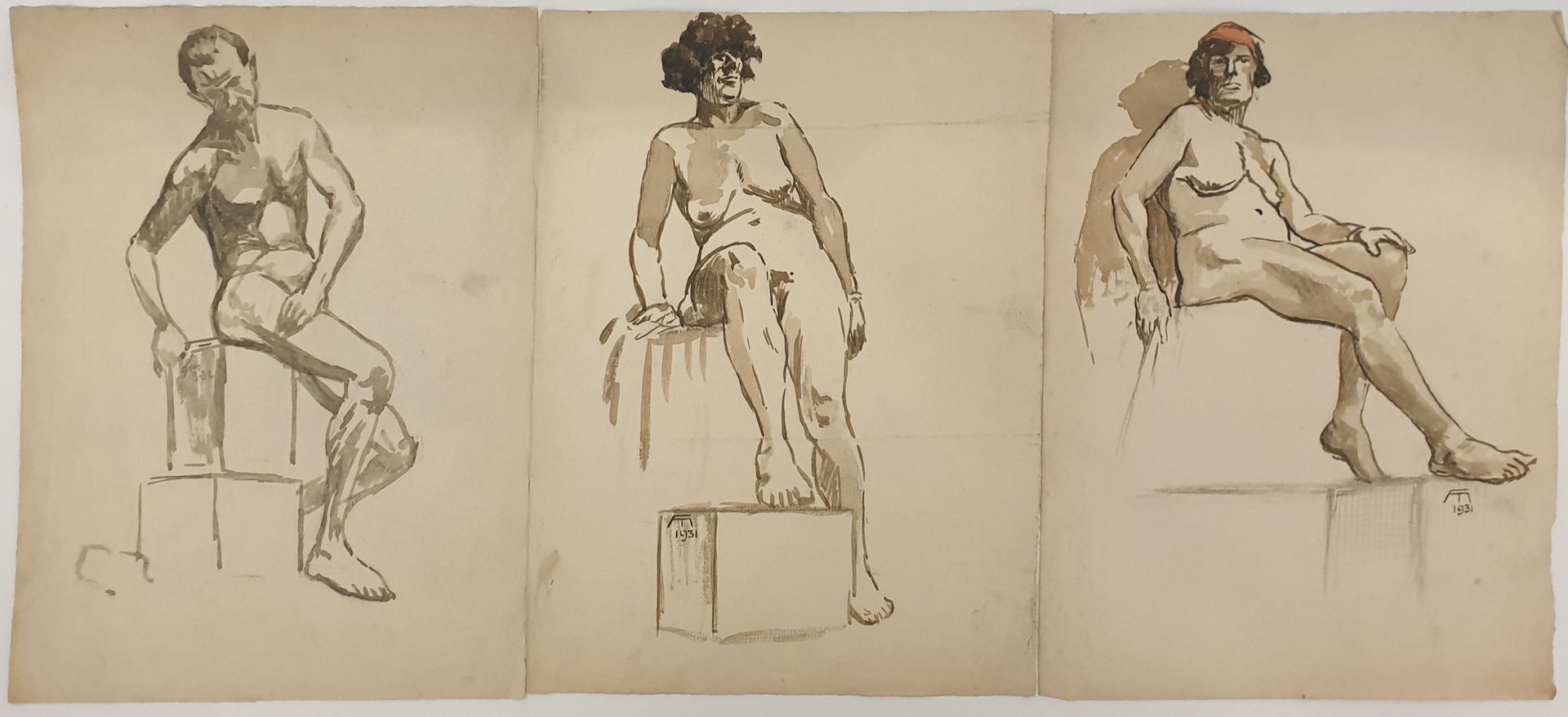 Null Scuola del XX secolo,
Tre studi di nudo
Inchiostro e lava d'inchiostro su c&hellip;