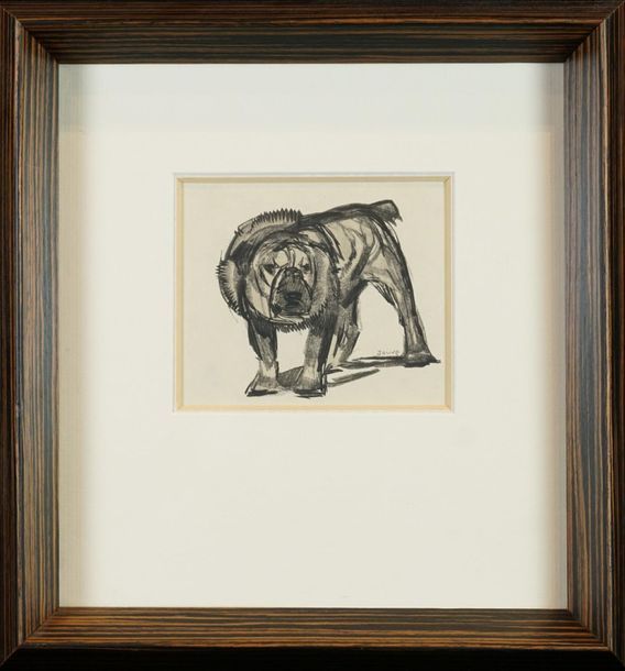 Paul JOUVE d’après. Dog, signed black engraving. 13 x 14 cm