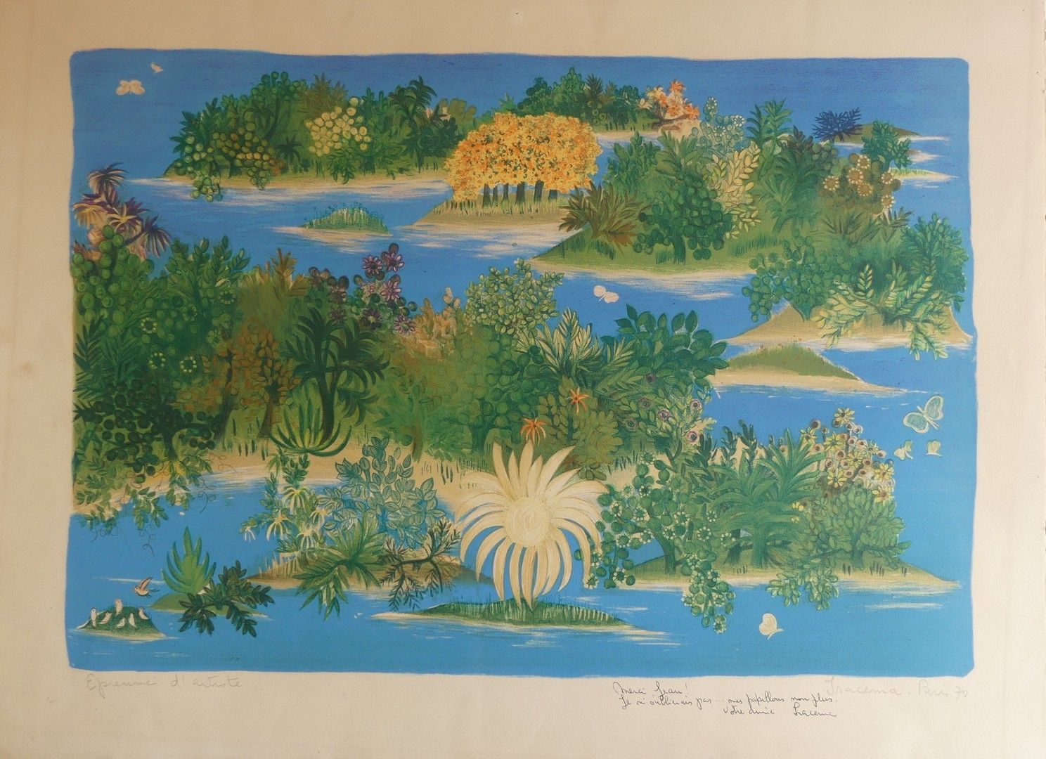 IRACEMA (1924-2006) et MANGIN (2 lithographies) l'île aux papillons.1970年和TREES &hellip;