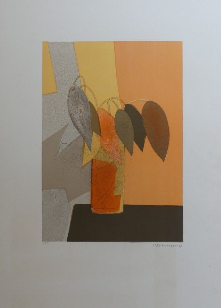 MINAUX André (1923-1986) STILL LIFE WITH A BOUQUET. Circa 1970 Lithograph on Arc&hellip;