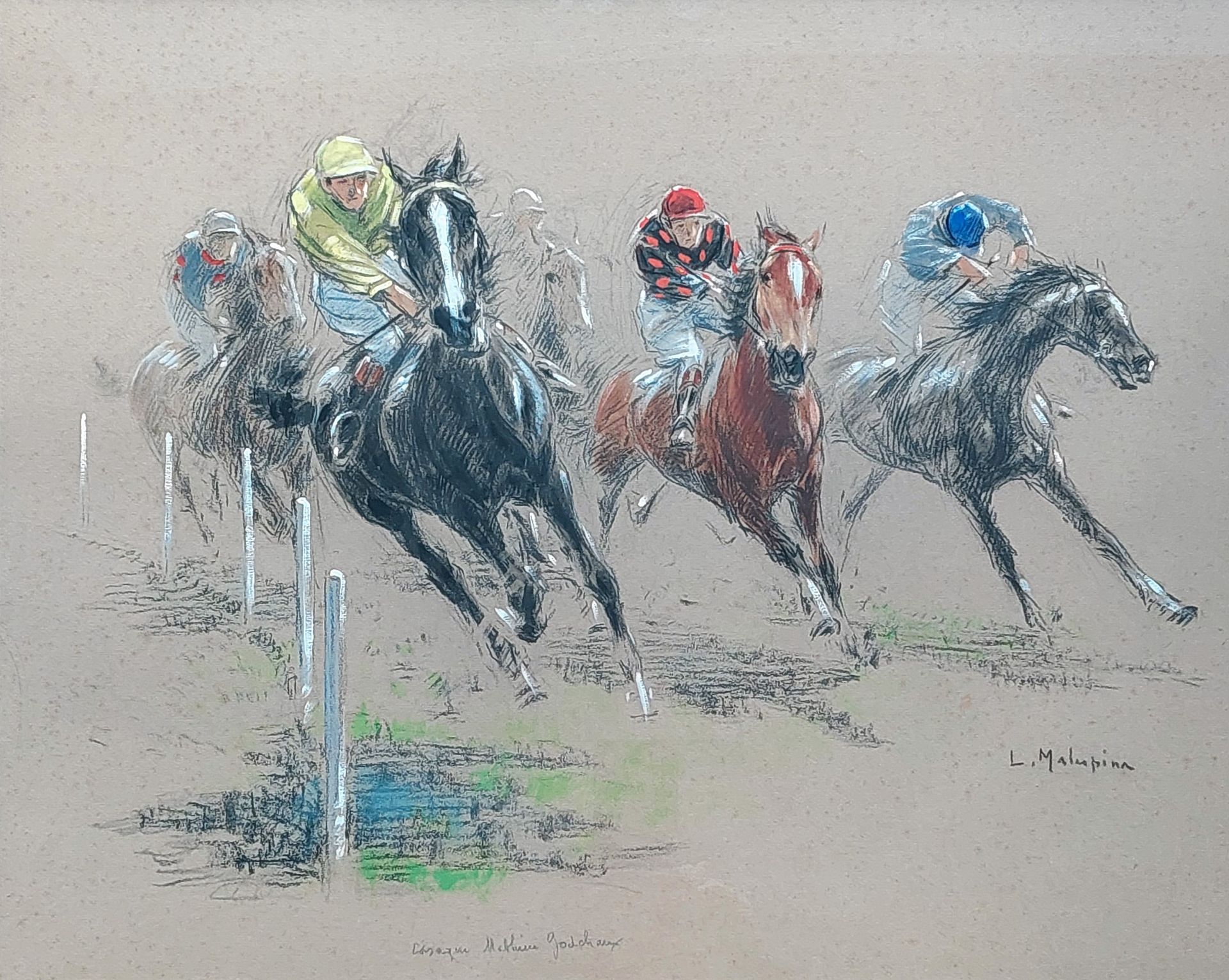 L MALESPINA (1874 - 1940) 
骑马赛马 增强版画 45 x 56 cm 展开查看