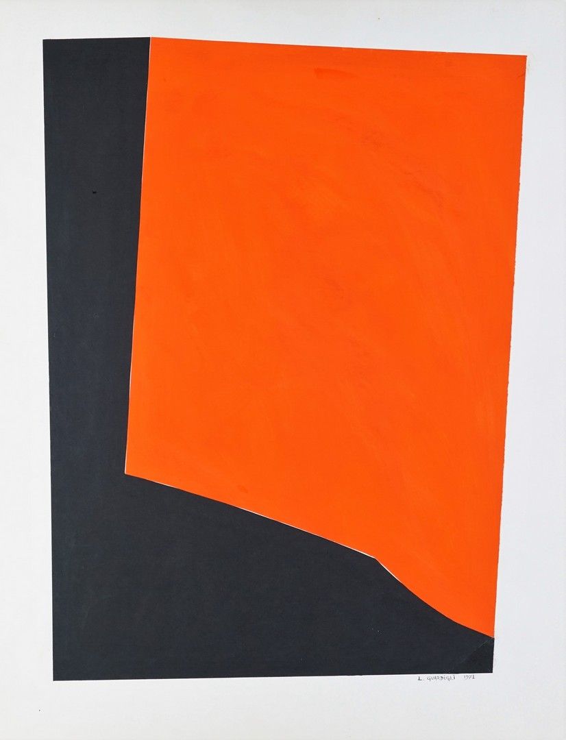 Luigi GUARDIGLI (1926-2008) Incandescence 1971年6月在巴黎 水粉画纸上粘贴在纸板上 565 x 50cm