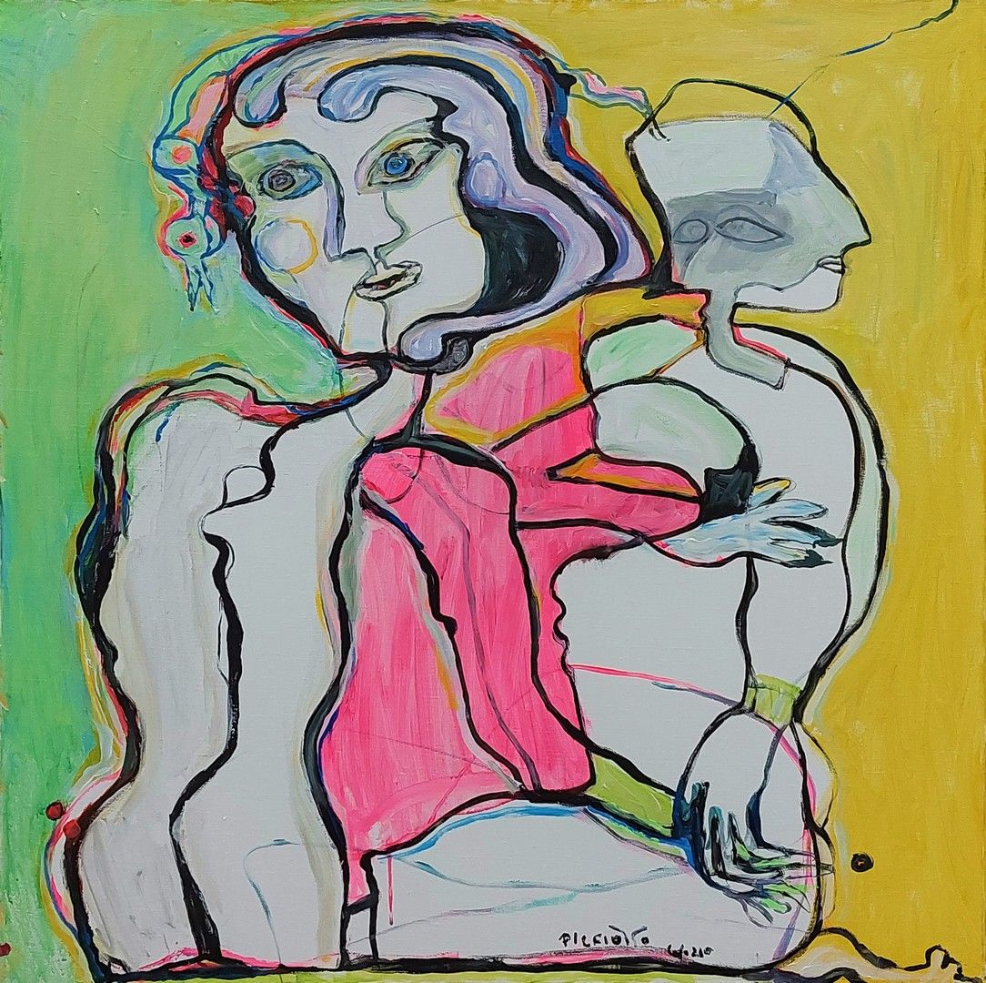 Simone PICCIOTTO (1930) 无题。 布面油画，底部和背面有签名和日期 06.02.2010 100 x 100 cm
