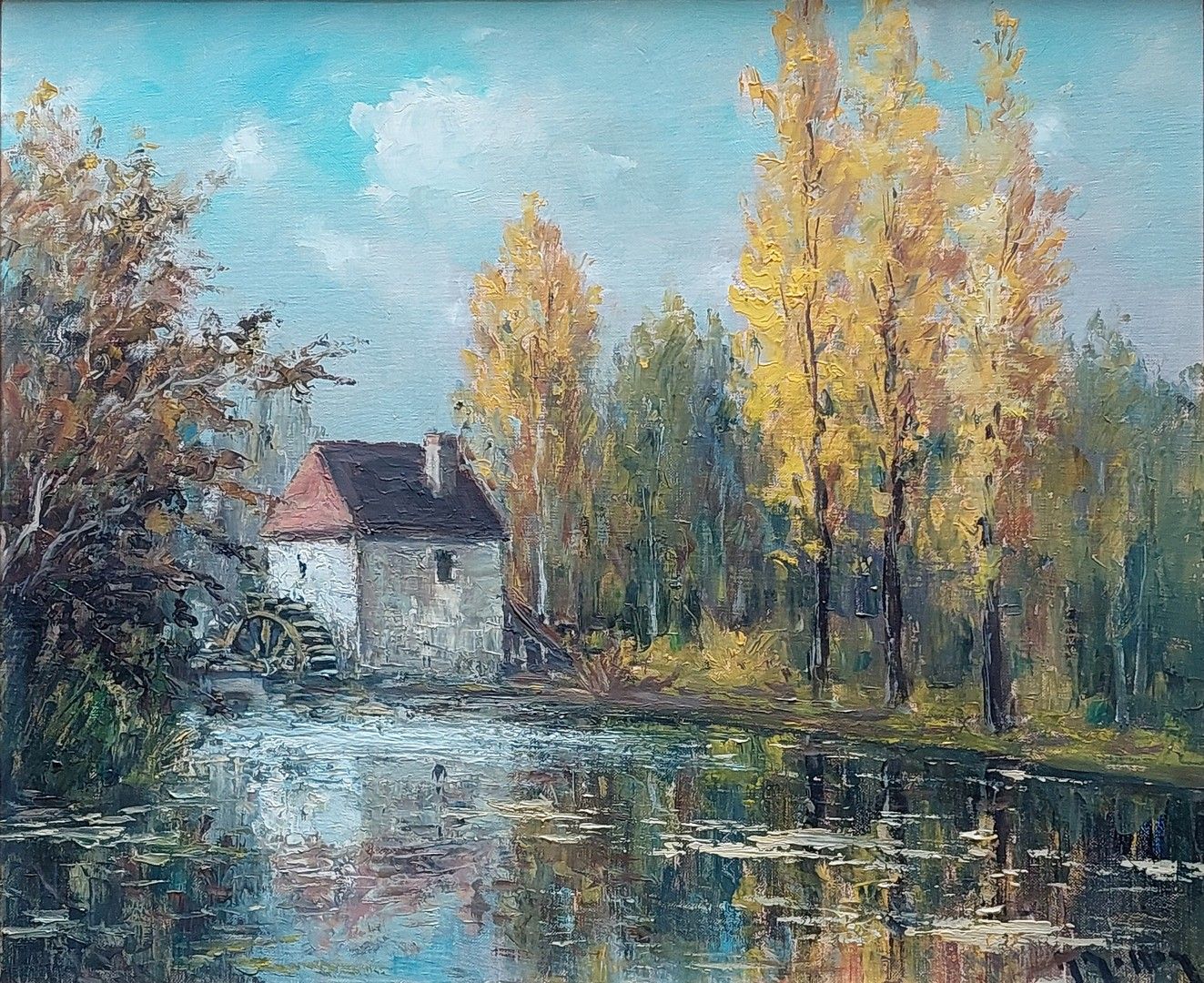 Ecole XXe Mill. Oil on canvas, signed. 46x55 cm