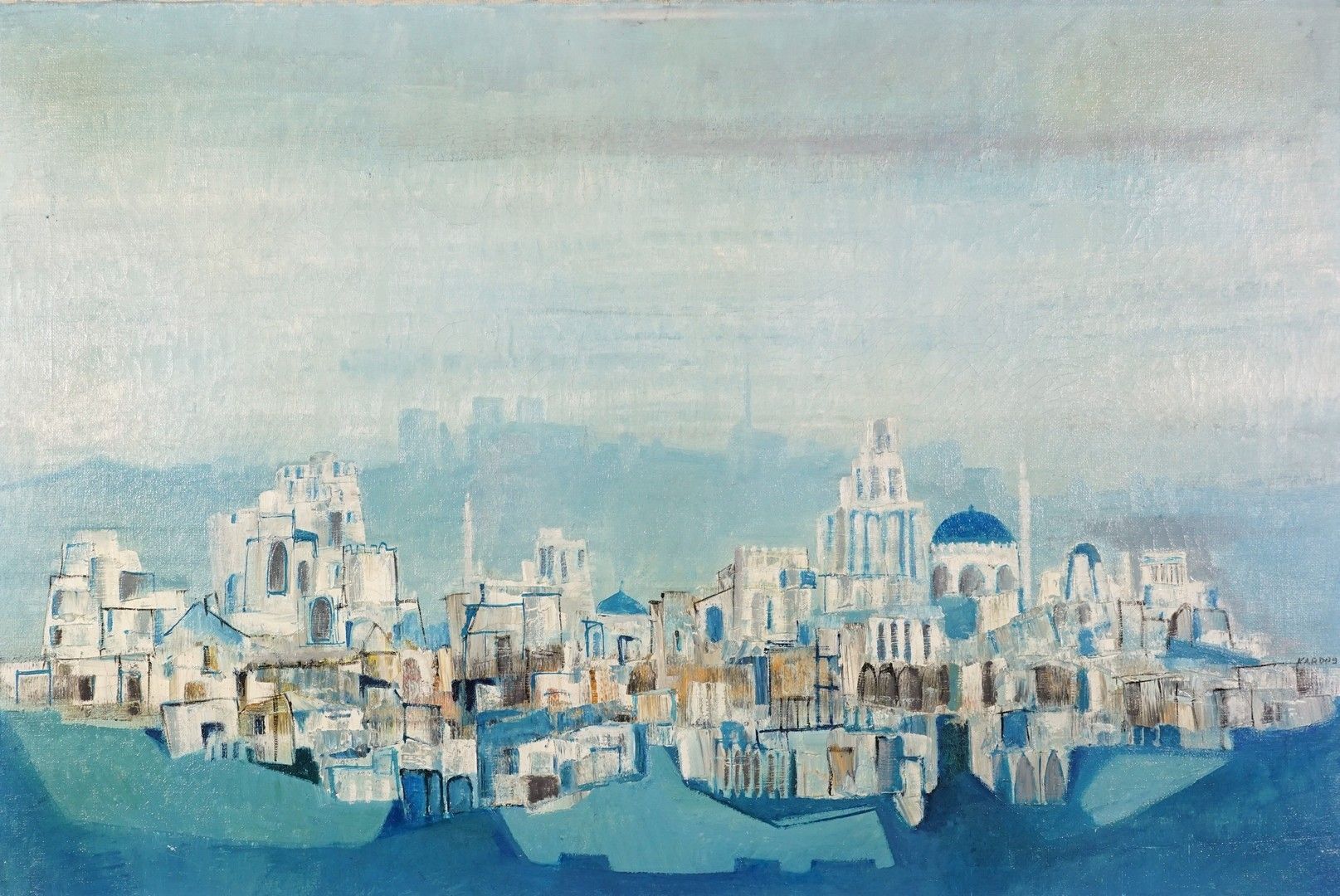 Ladislas KARDOS (1909-2007) La Acropolis 8.Olio su tela. 50 x 86 cm