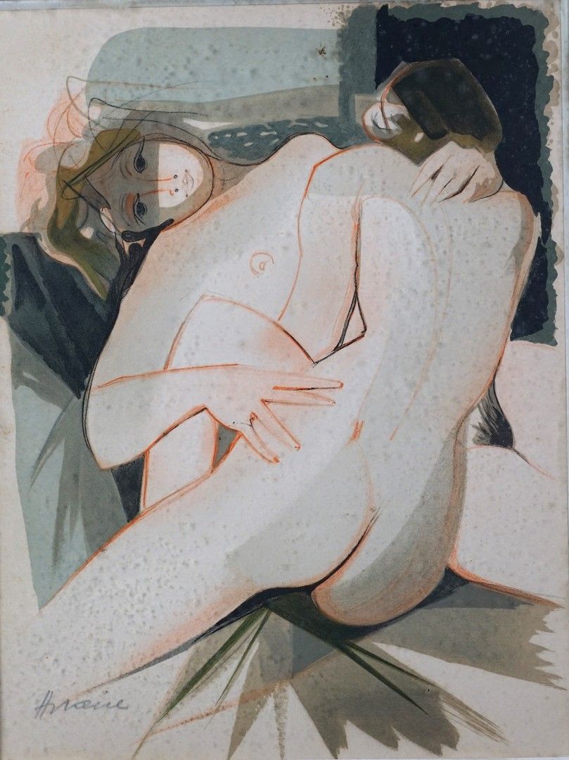 Camille HILAIRE (1916-2004) 夫妇俩。彩色平版印刷品 36 x 28 cm