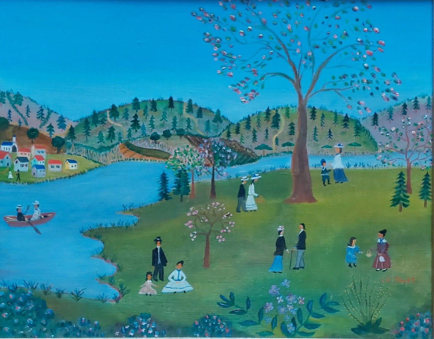Jeanne LE RUYET (XXe) Animated landscape. Oil on canvas. 33x41cm.