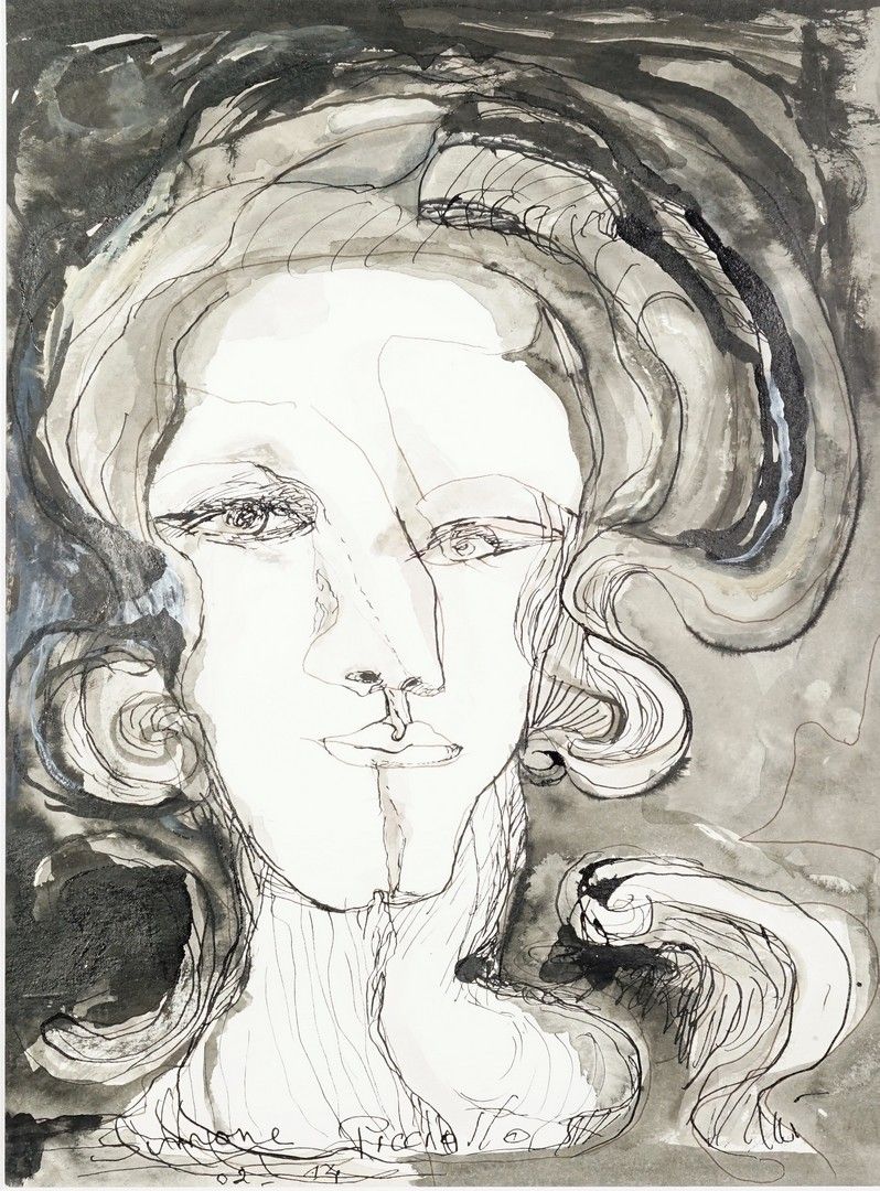 Simone PICCIOTTO (1930) Sans titre. Aquarelle signée 39 x 29 cm