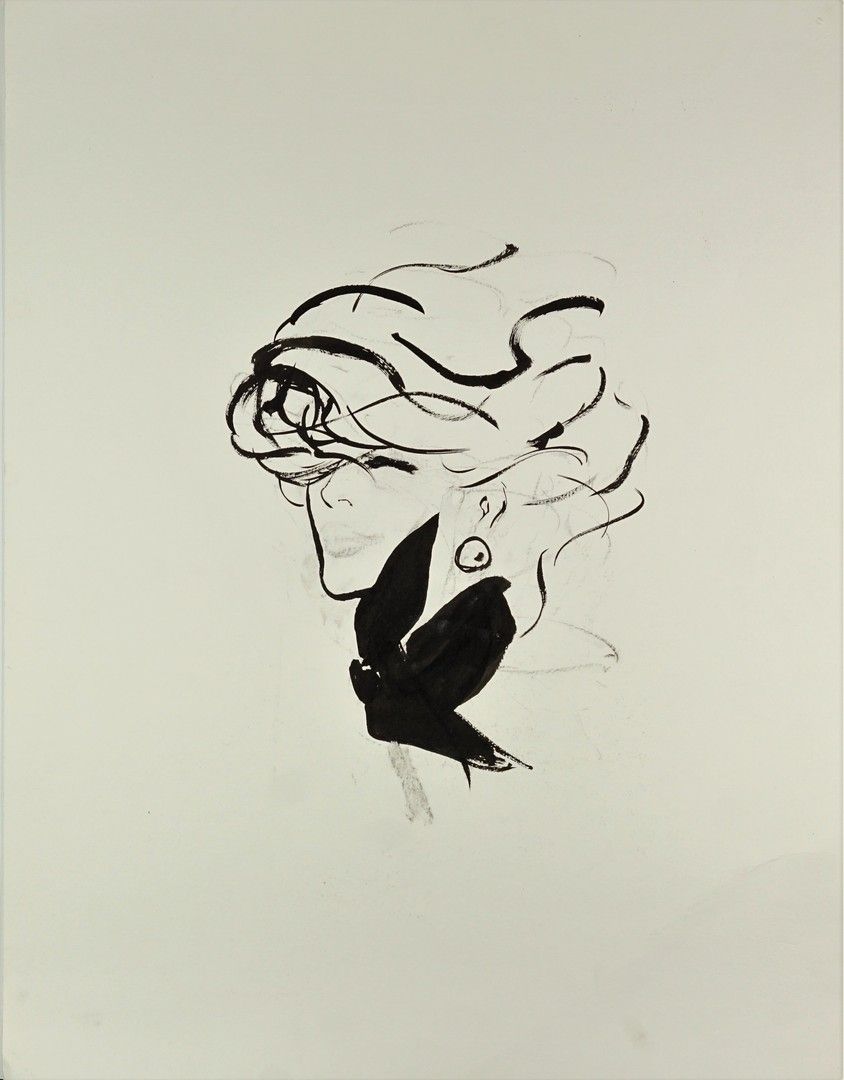 René GRUAU (1909-2004) 带领结的女人
油墨和钢网
无符号
65 x 50厘米（纸张）；35 x 26厘米（主题）。