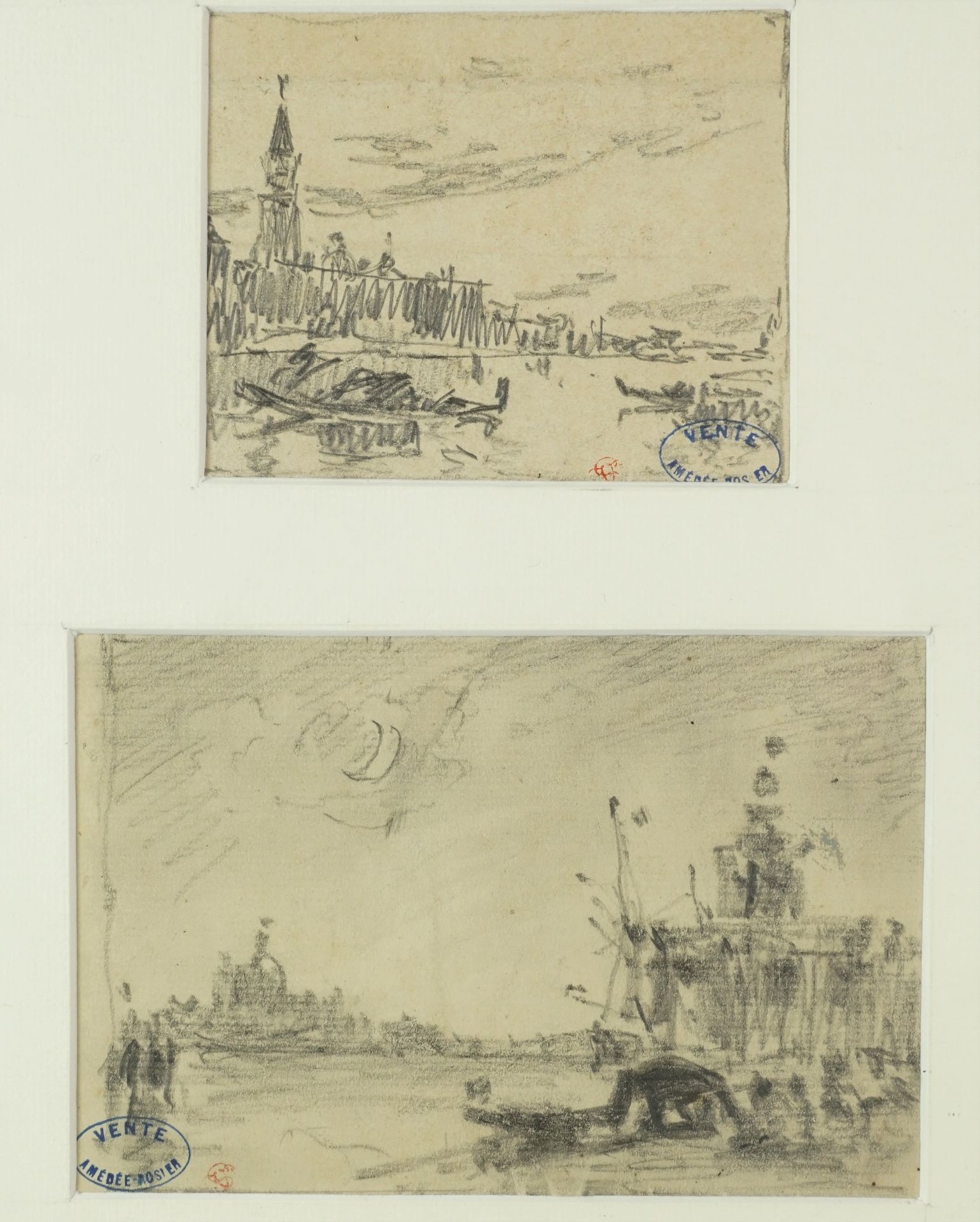 Amédée ROSIER (1831-1898) Venise
Deux études au crayon réunies sous un même enca&hellip;