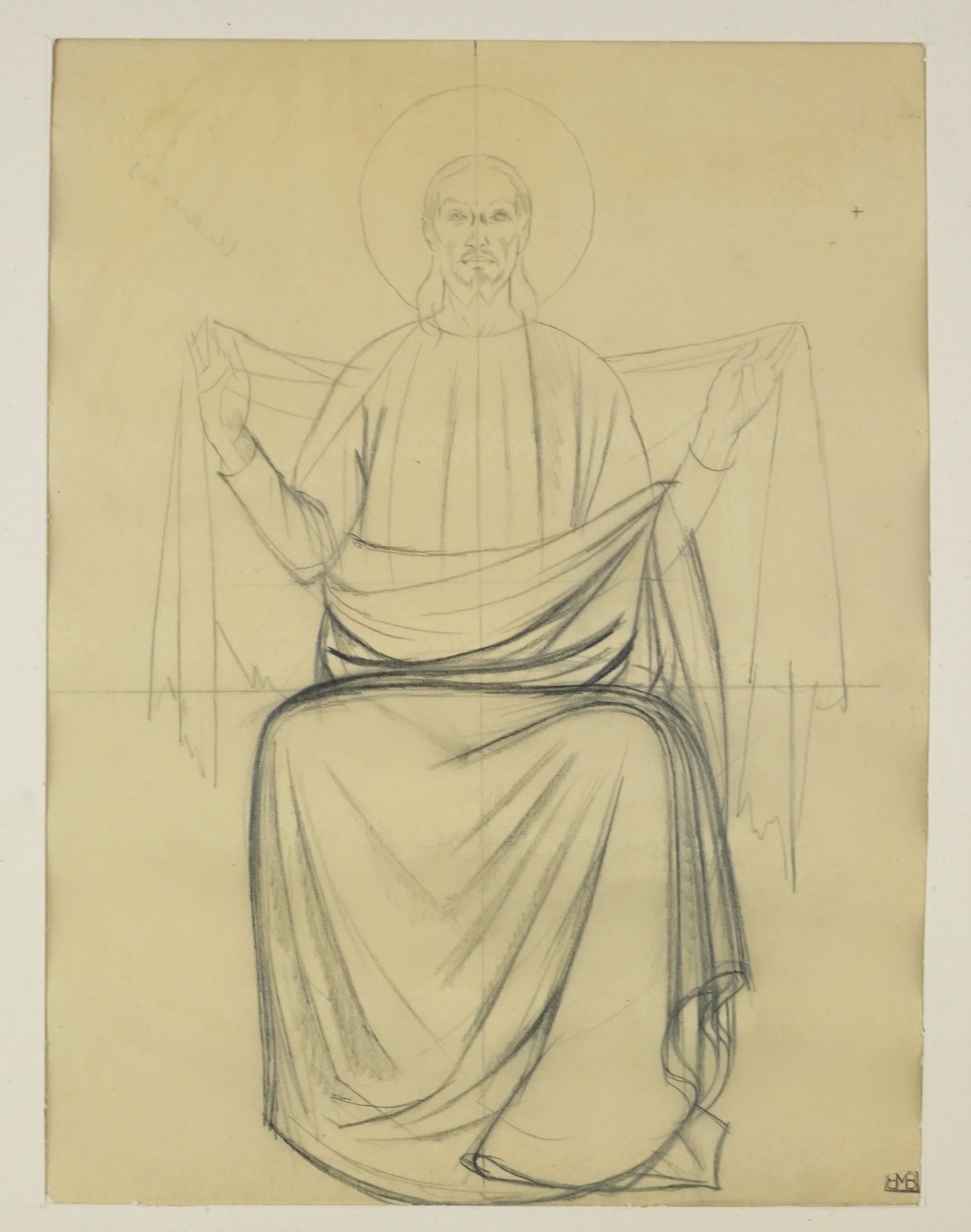 Bernard BOUTET DE MONVEL (1881-1949) Christ en majesté 
Crayon sur calque
Signé &hellip;