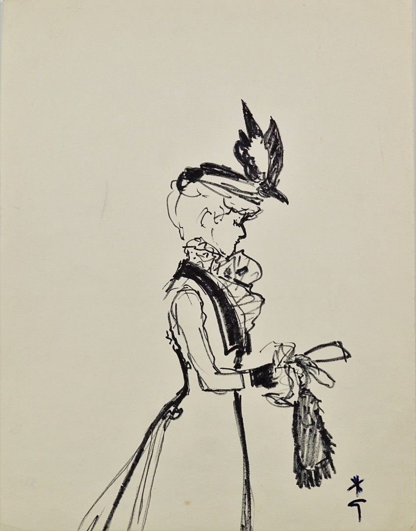 René GRUAU (1909-2004) 女人的轮廓
毛毡
右下方有签名
31 x 23 cm