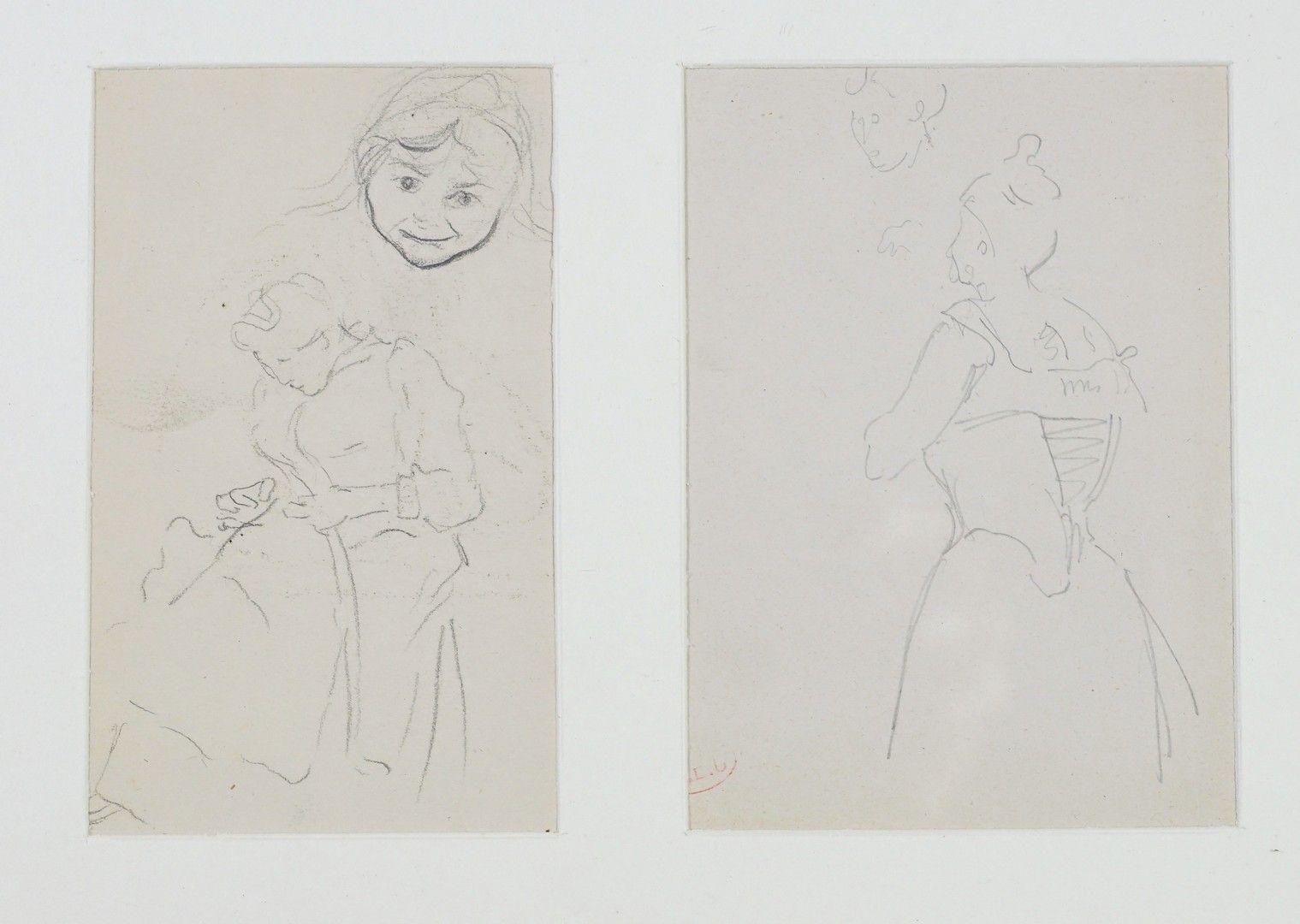 Henri Edmond CROSS (1856-1910) 三个框架中的六个人物研究
轮廓型铅笔。有四个签名的邮票
中等尺寸，10 x 10厘米