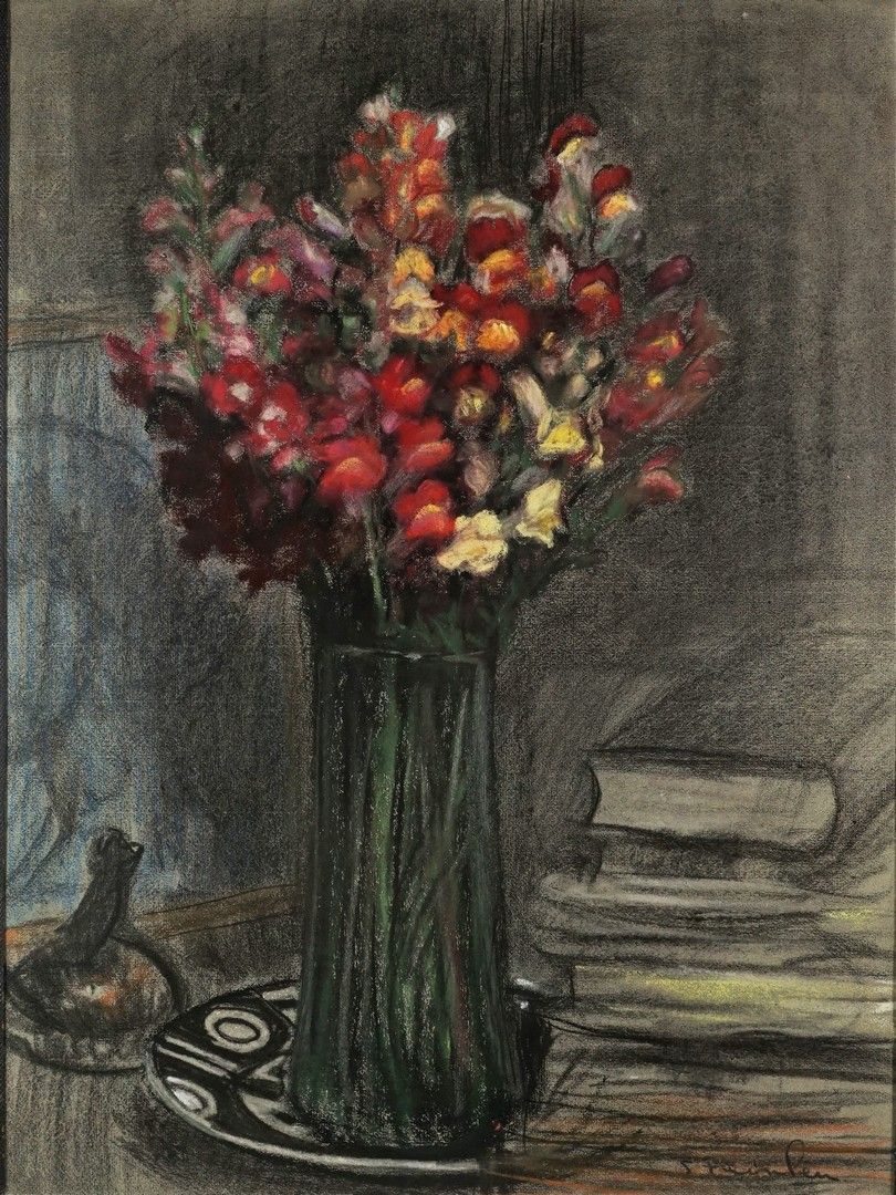 Théophile-Alexandre STEINLEN (1859-1923) Grappolo di fiori a scatto su una trabe&hellip;