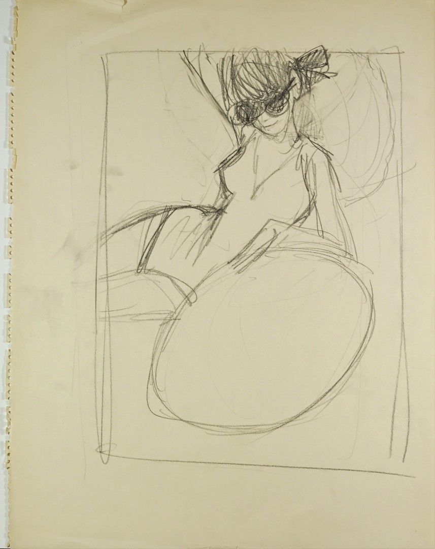 René GRUAU (1909-2004) lot of two drawings Seated woman and couple 
Grease penci&hellip;