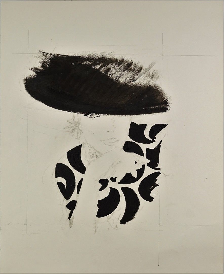 René GRUAU (1909-2004) 妇女半身像
水墨、木炭和铅笔
无符号
55 x 45厘米（纸张）；34 x 27厘米（主题）。