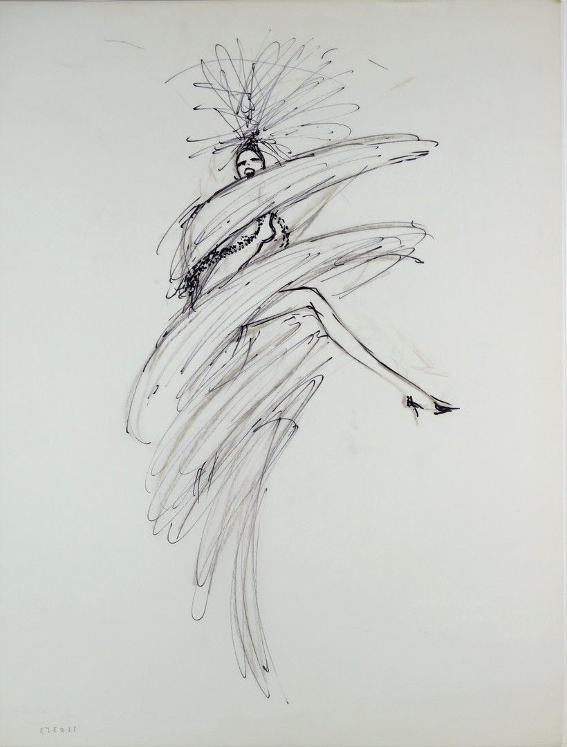 René GRUAU (1909-2004) Ensemble de trois dessins (encre et fusain et crayon cont&hellip;