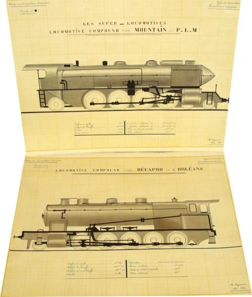 Null Classeur de plans pour Etude Machines Locomotives de R. CAZENAVE - Mai 1934&hellip;