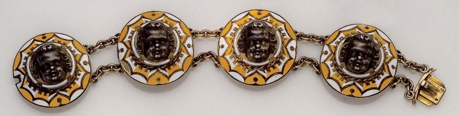 RUDOLPHI Bracelet en vermeil composé de quatre maillons ovales à motif émaillé j&hellip;