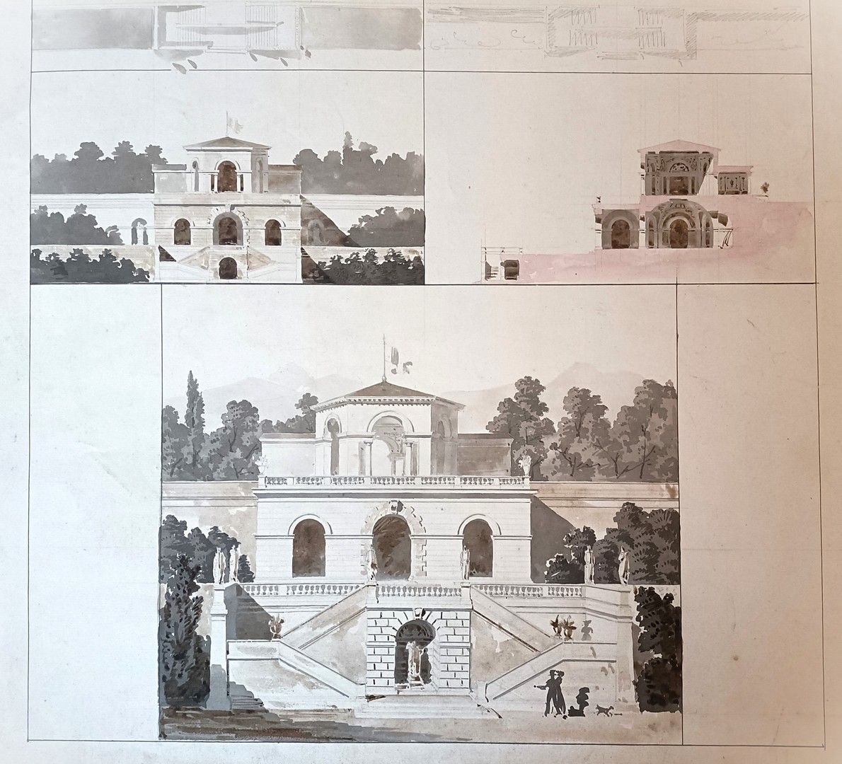 Jean Vasserot (1769-18..) attribué à Aquarelle – Etude d'architecture circa 1820&hellip;