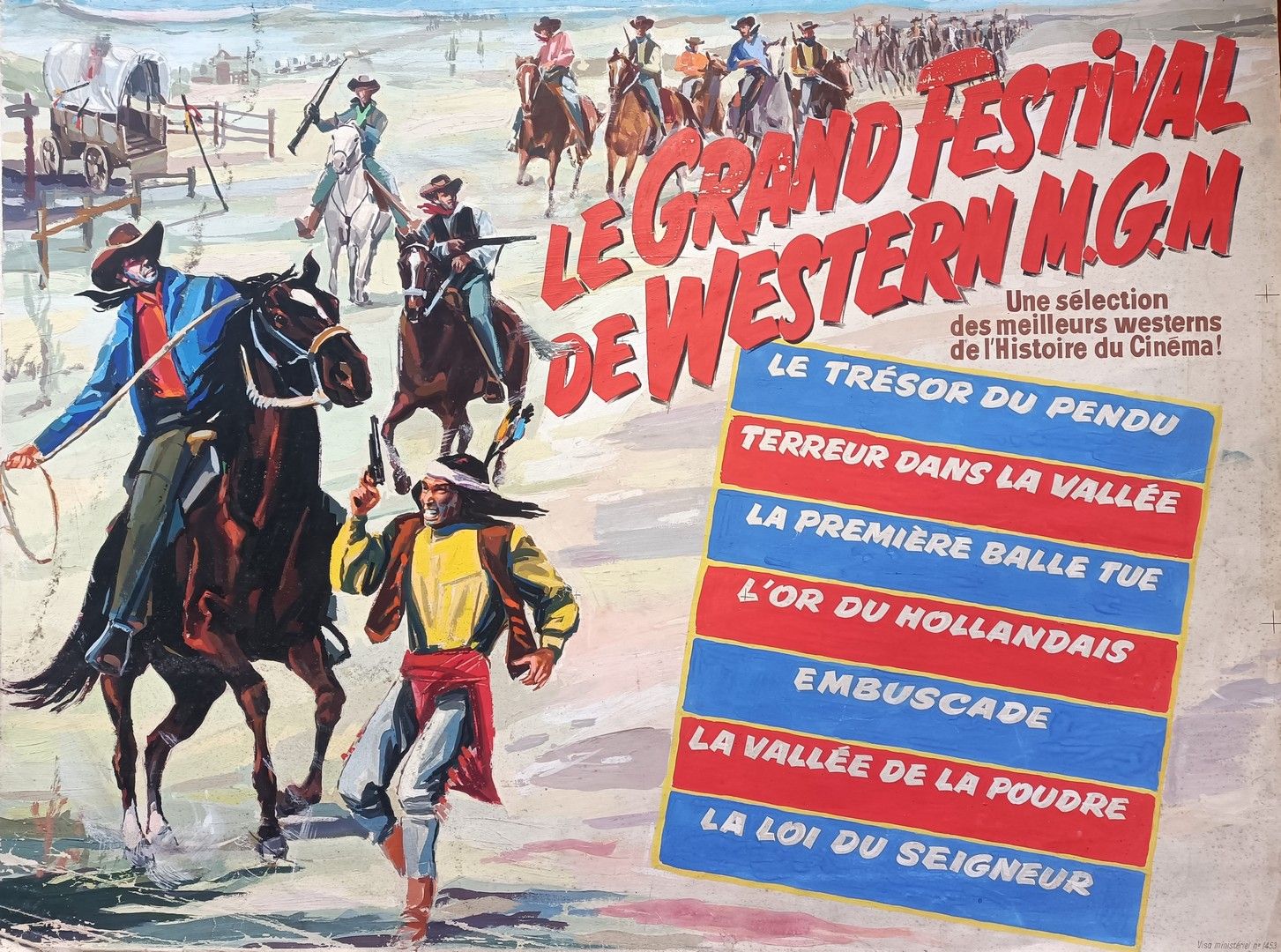 Ercole Brini (1907-1989) Huile/ gouache sur papier «Les grand festival du wester&hellip;