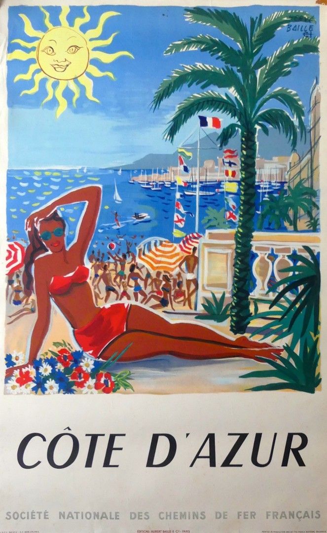 BAILLE Hervé (1896-1974) et DUBOIS (2 affiches) SNCF- CÔTE D’AZUR. 1949 Éditions&hellip;