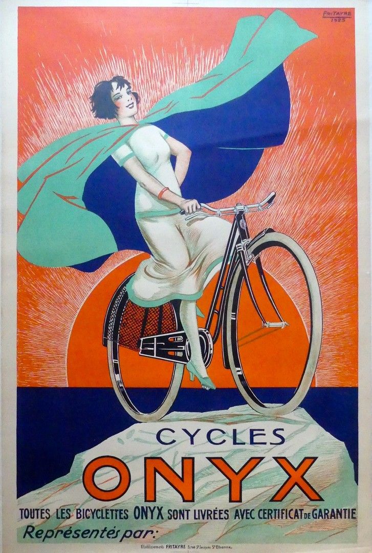 Null FRITAYRE CYCLES ONYX. 1925 Établissements Fritayre, St-Etienne -100 x 66 cm&hellip;