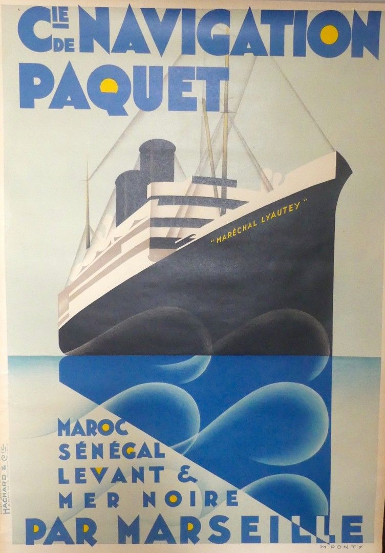 PONTY Max (1904-1972) Cie DE NAVIGATION PAQUET PAR MARSEILLE. «PAQUEBOT.Maréchal&hellip;