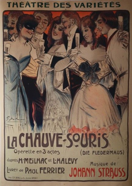 DOLA Georges (1872-1950) LA CHAUVE SOURIS, musique De Johann Strauss. Affiche. I&hellip;