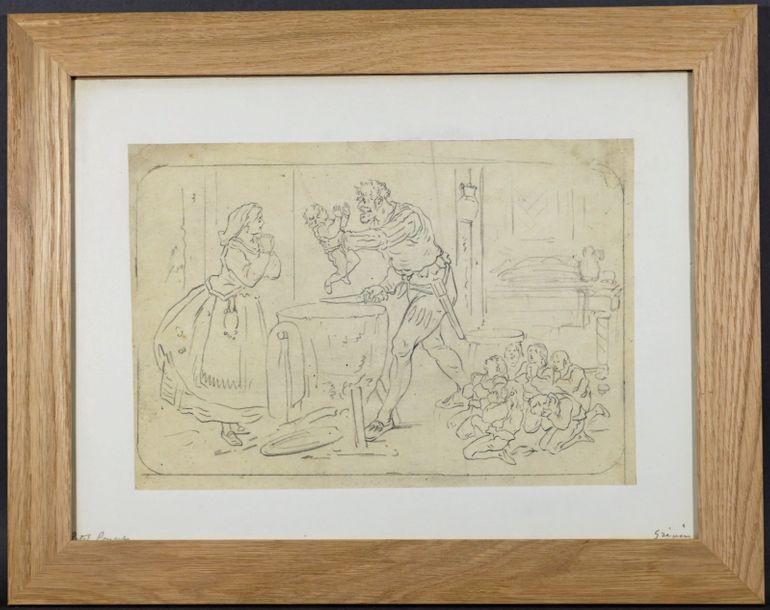 Alfred GREVIN (1827-1892) Le petit poucet. Deux dessins 20 x 31 cm
