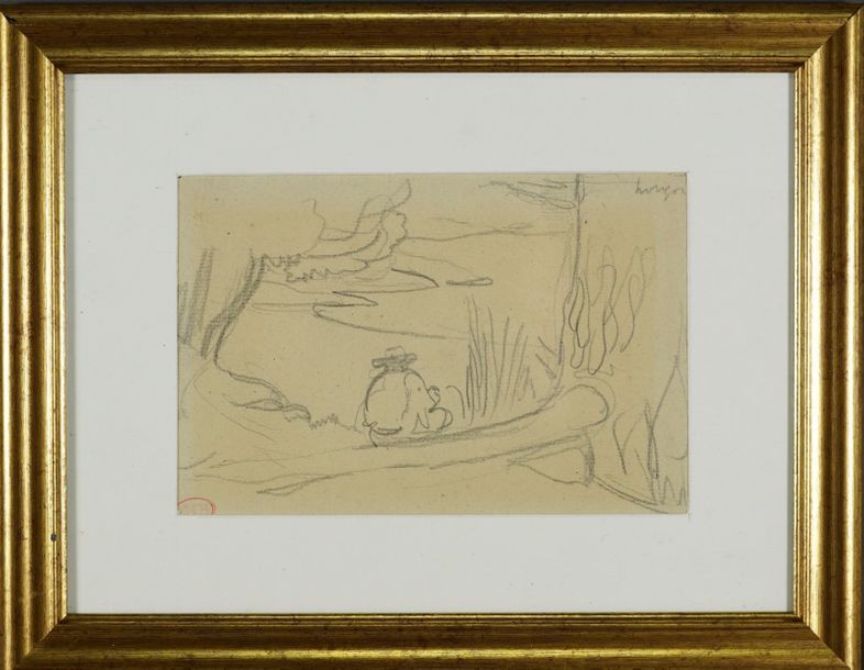 Henri Edmond CROSS (1856-1910) Etude de paysage. Dessin sur papier cachet en bas&hellip;
