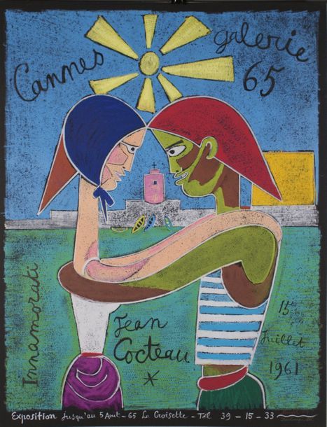 COCTEAU Jean (1889-1963) GALERIE 65, Cannes.”INNAMORATI”.1961 Mourlot Imp (copyr&hellip;