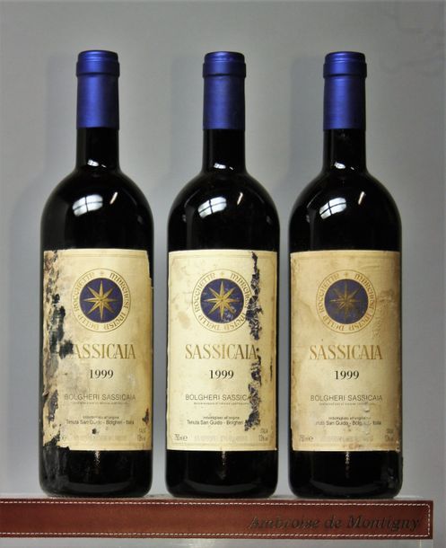 SASSICAIA - Tenuta San Guido - Italie 3 bouteilles- Etiquettes tachées et abimée&hellip;