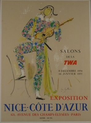 COCTEAU Jean (1889-1963) NICE-CÔTE D’AZUR.”SALONS DE LA TWA”. 1954-1955 Mourlot &hellip;