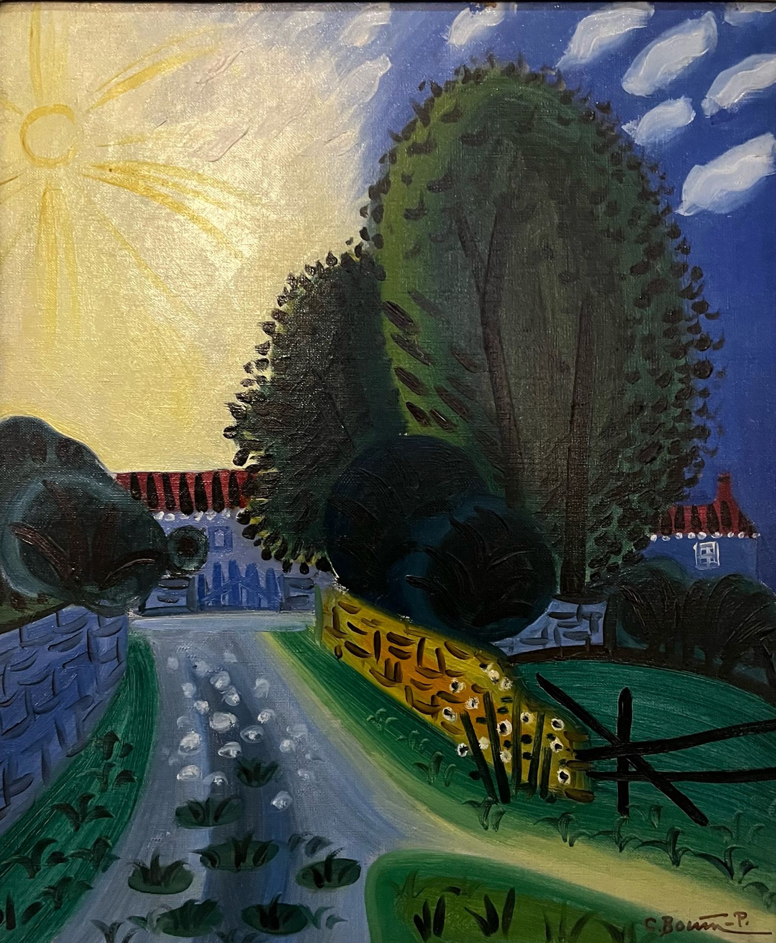 Null Claude BONIN-PISSARRO (1921-2021)《阳光下的风景》布面油画，尺寸55 x 46厘米。