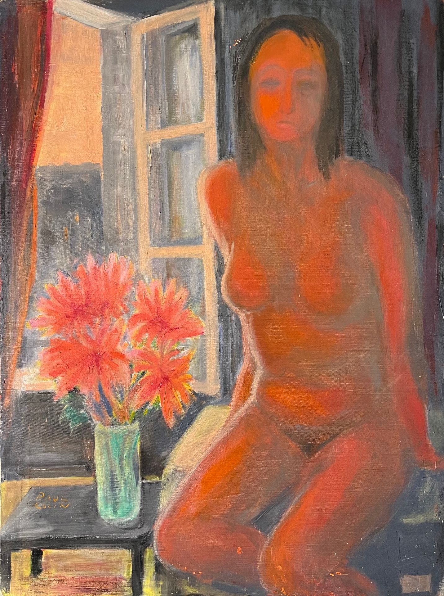Null Paul COLIN (1892-1985) "Femme à la fenêtre". Huile sur toile, signée en bas&hellip;