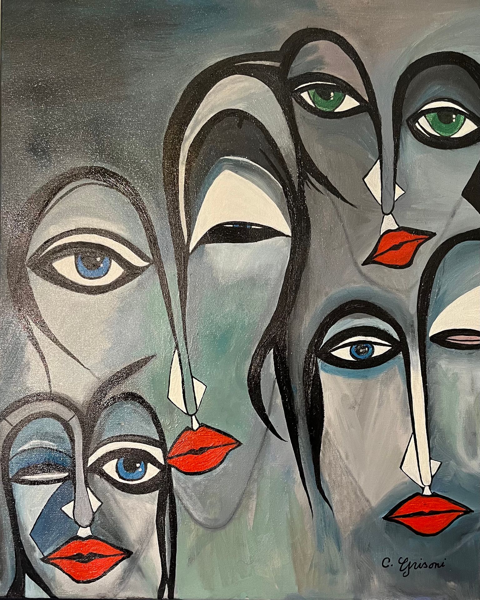 Null 
Christian GRISONI (1948) "Les curieuses". Acrylic on canvas. Dimensions: 5&hellip;