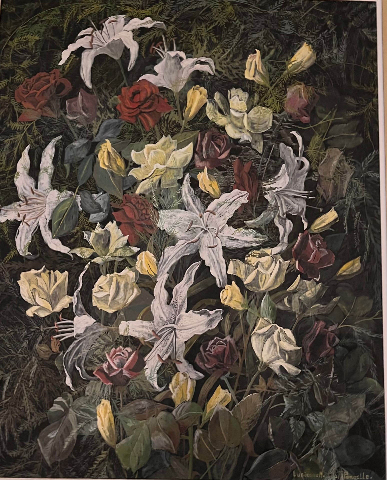 Null Lucienne MAILLOT, (1905-1989), "Le bouquet". Huile sur toile, signée en bas&hellip;