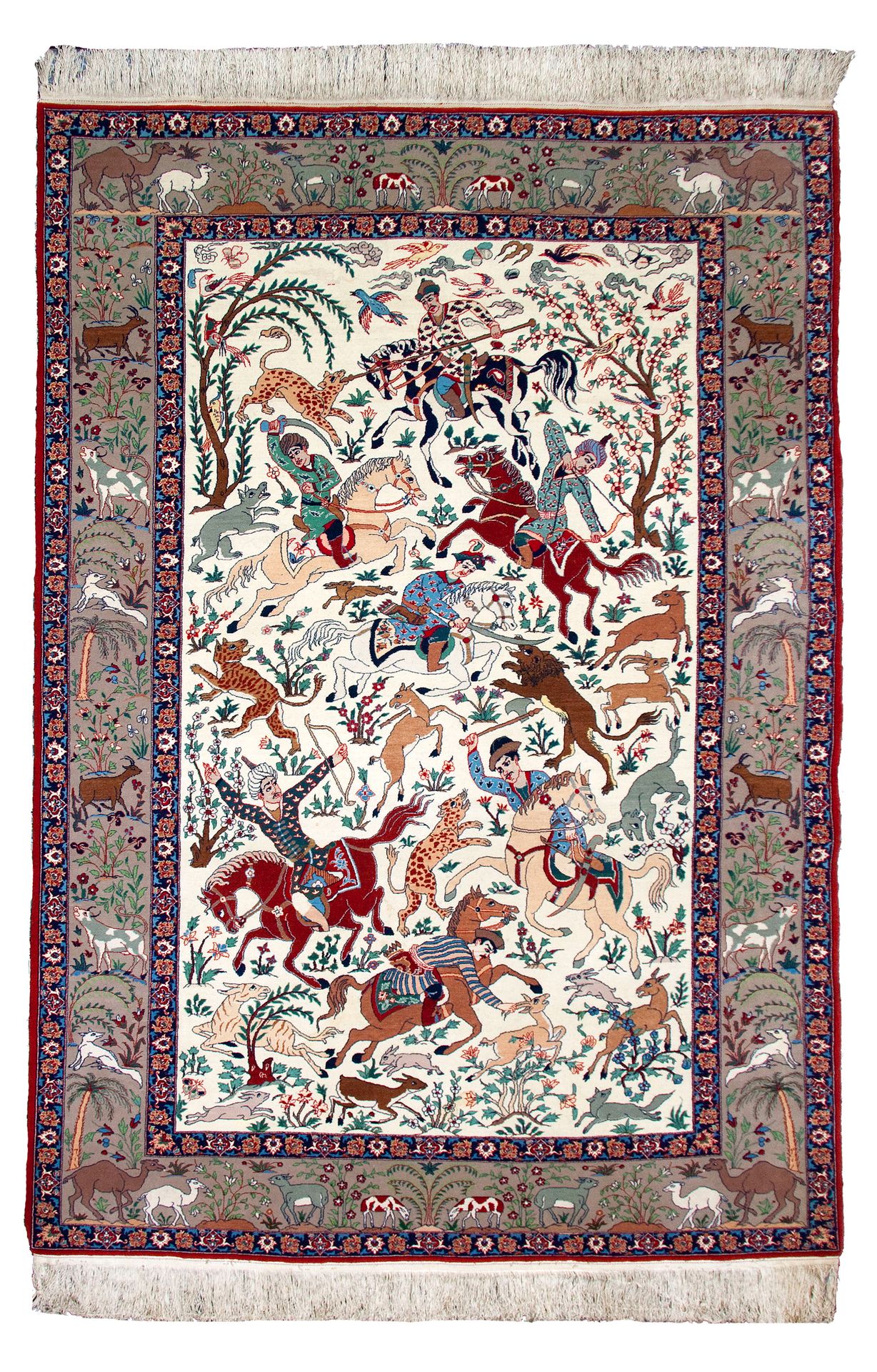 Null Fin tapis ISPAHAN sur chaines en soie (Iran), époque du Shah, milieu du 20e&hellip;