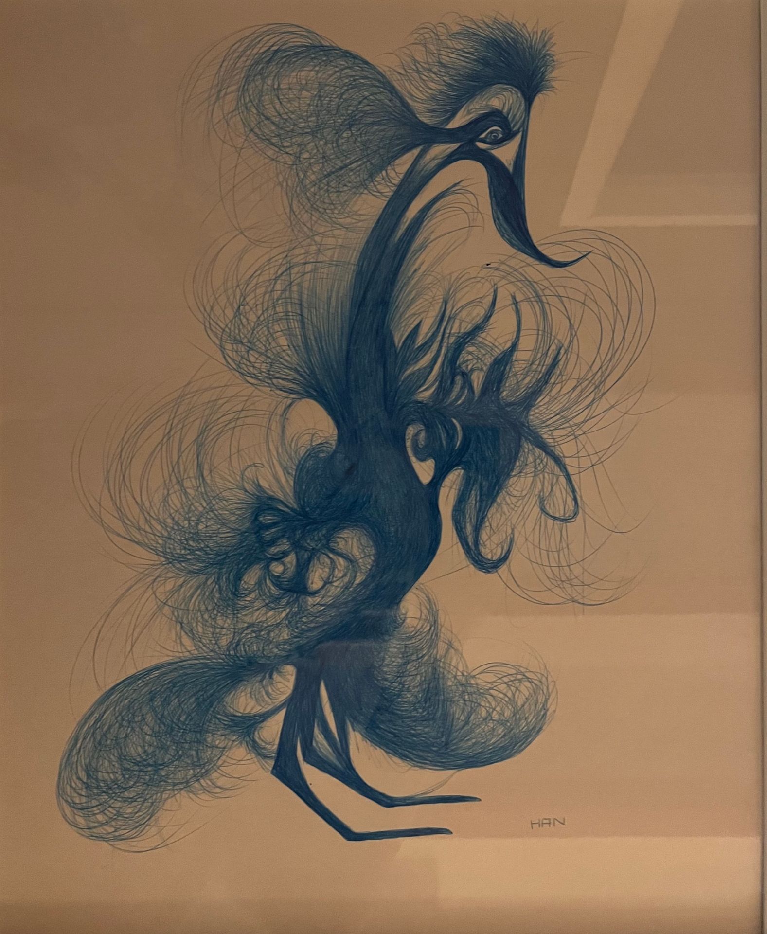 Null VANDENDRIESSCHE HANNELORE（第20届），"海洋蓝"。纸上毛笔和印度墨水，右下方有签名。尺寸：43,5x54厘米。