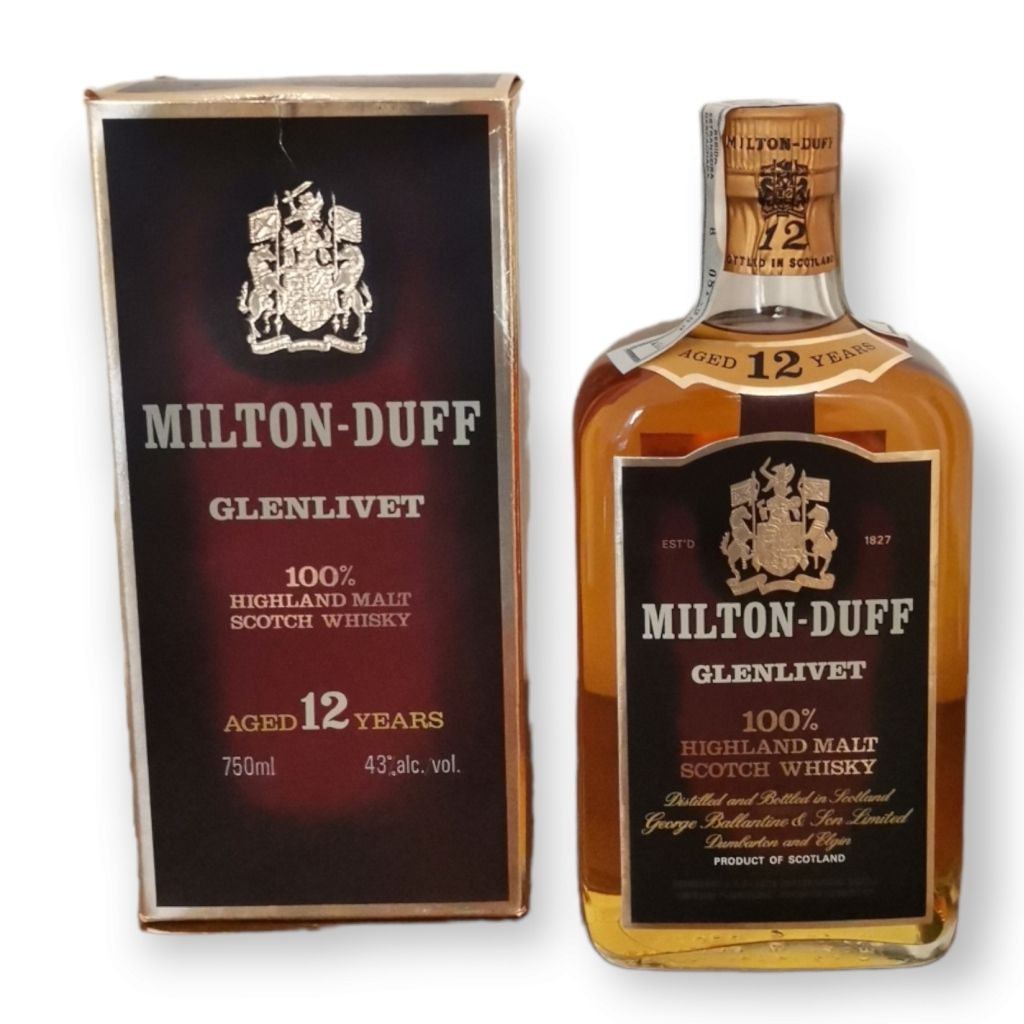 MILTON-DUFF GLENLIVET (12 anos) MILTON-DUFF GLENLIVET (12年)一瓶0.75升的威士忌。原装盒。70多岁了&hellip;