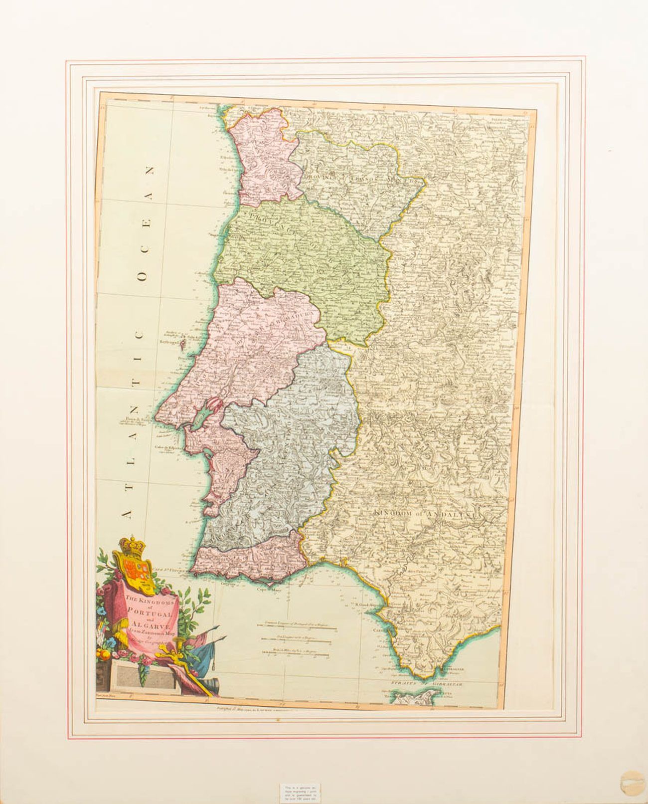 MAPA DE PORTUGAL E ALGARVE Color engraving on paper. E…