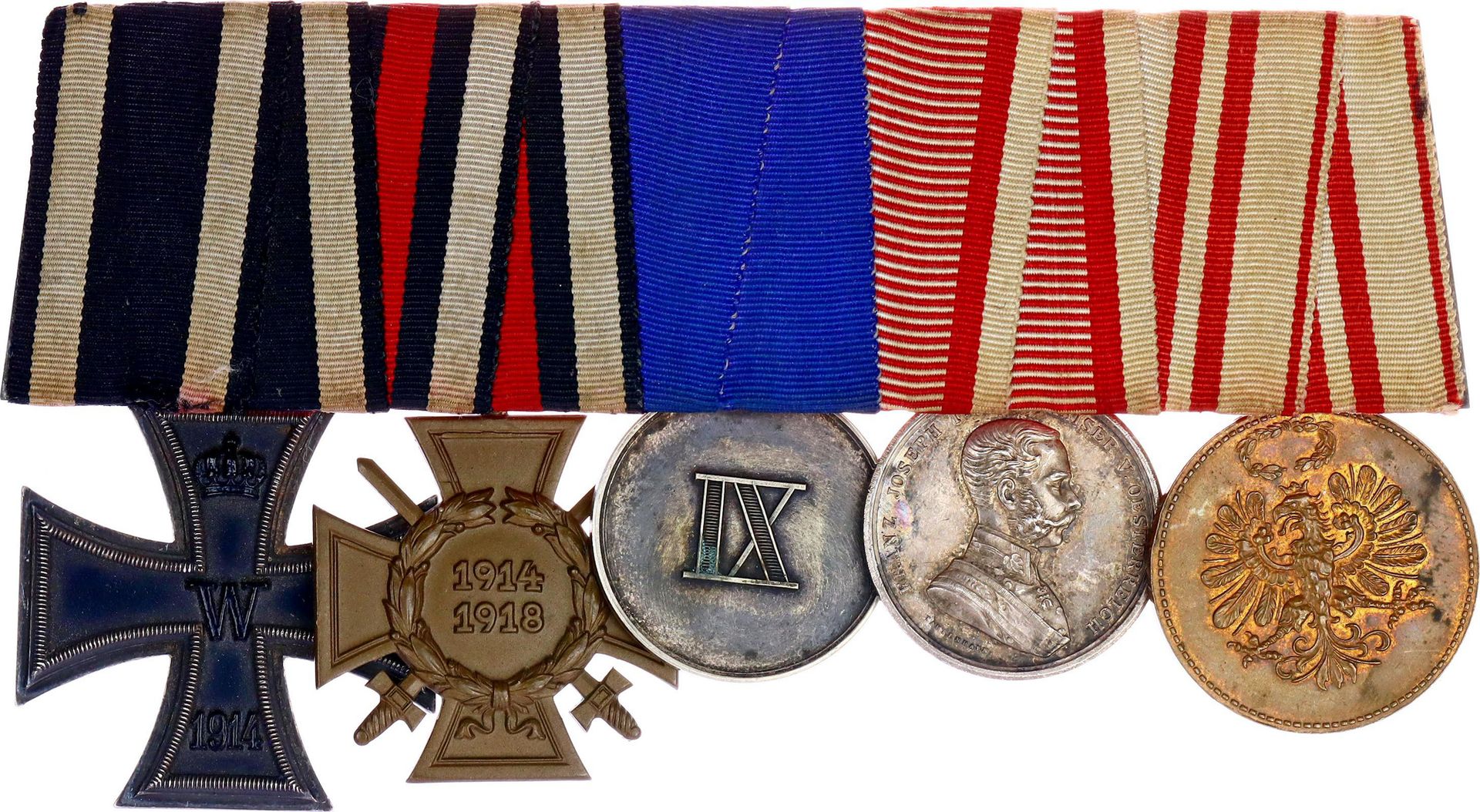 German States Prussia Bar of 5 Medals 1914 Ferro/Argento/Bronzo; Con nastro orig&hellip;