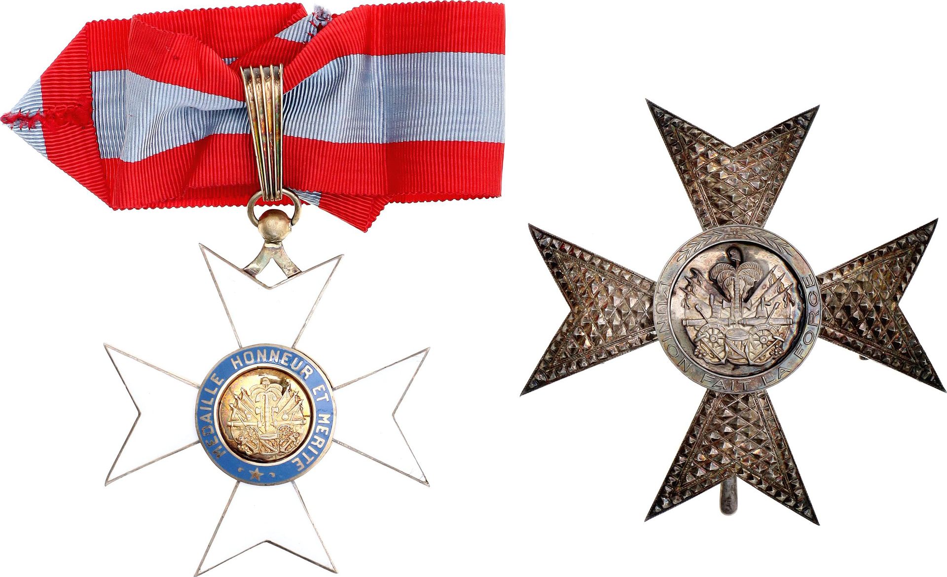 Haiti Honor & Merit Order Grand Officer Set 1932 R3 Barac# 44-45; vgAg; GC 72x64&hellip;