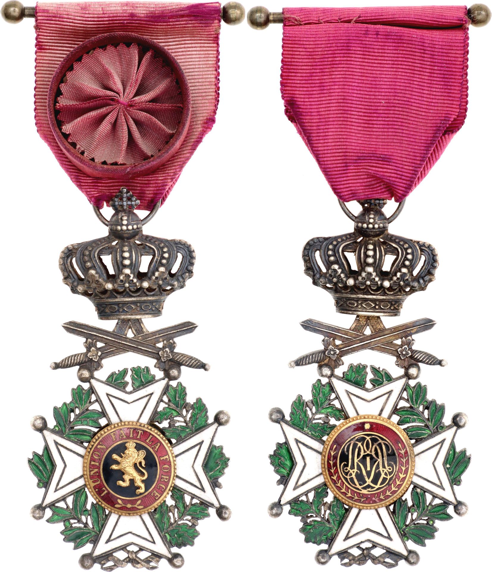 Belgium Leopold Order Officer Cross with Swords 1832 Barac# 197; vgAg 77x41 mm.;&hellip;