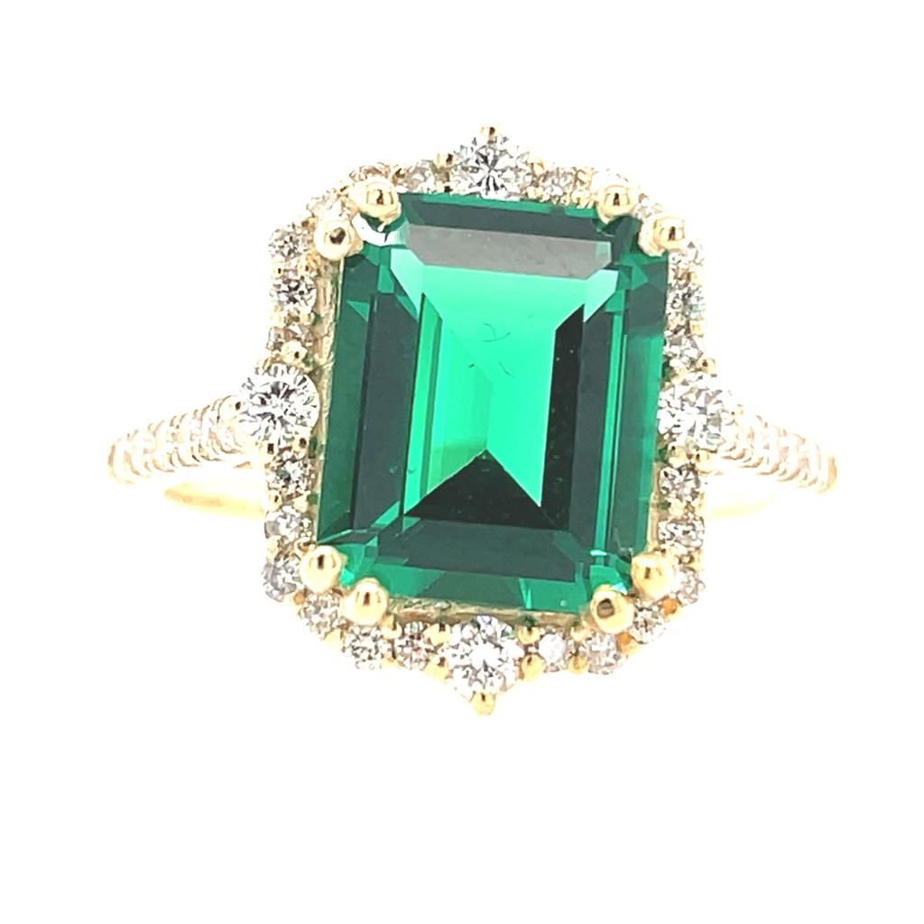 Null 14K YELLOW GOLD 3.74G DIAMOND & EMERALD RING 3.00 + 0.44 CT CERTIFICATION S&hellip;